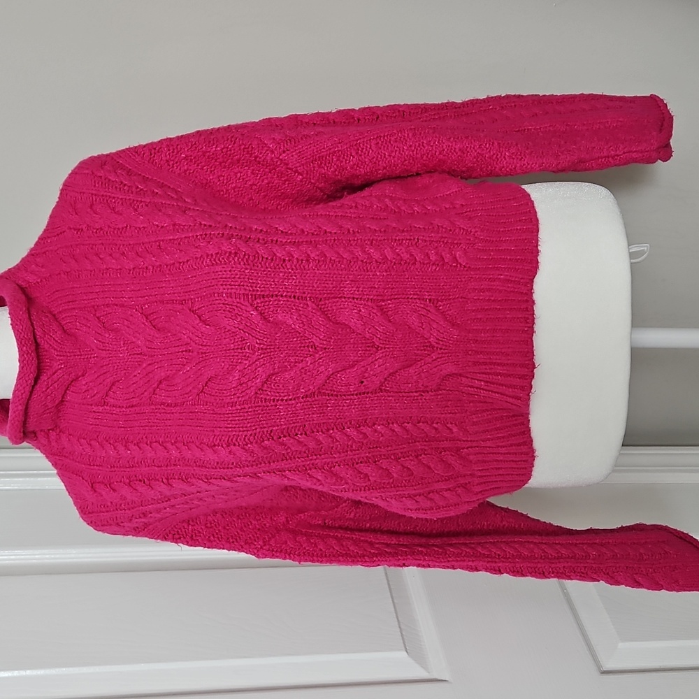 Pilcro Anthropologie Women's Pink Mock-Neck Cable-Knit Sweater Size XS - Picture 4 of 11